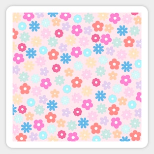 Boho Pink Daisy Flowers Pattern Sticker